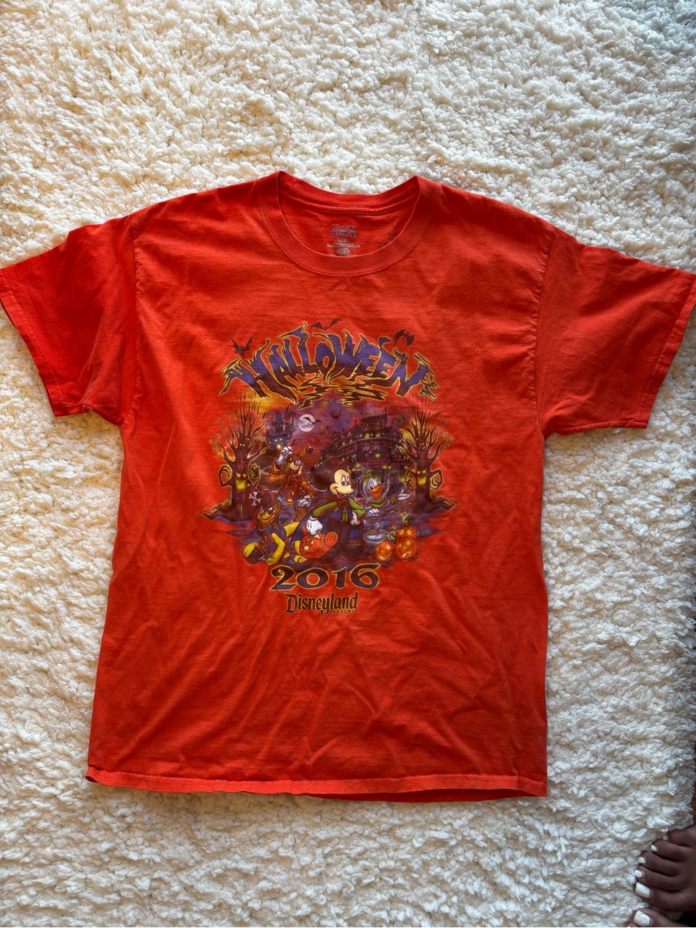 Hanes Orange Halloween Graphic Tee with Disney Characters